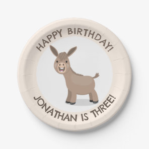 Cute donkey personalized cartoon birthday paper plates