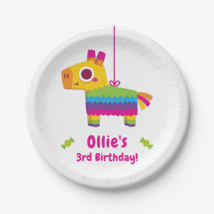 Cute Donkey Pinata Birthday Party Colorful Fiesta Paper Plates