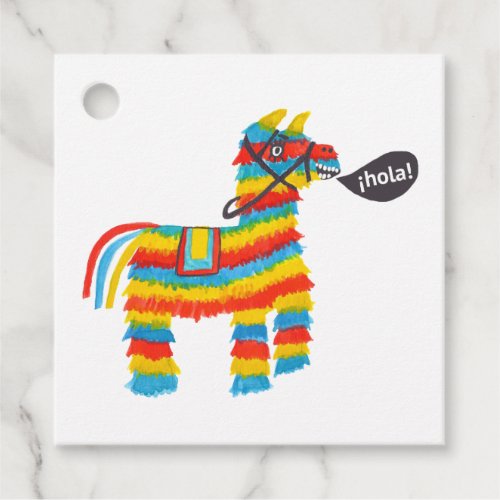 Cute Donkey Piata Says hola Watercolor Favor Tags
