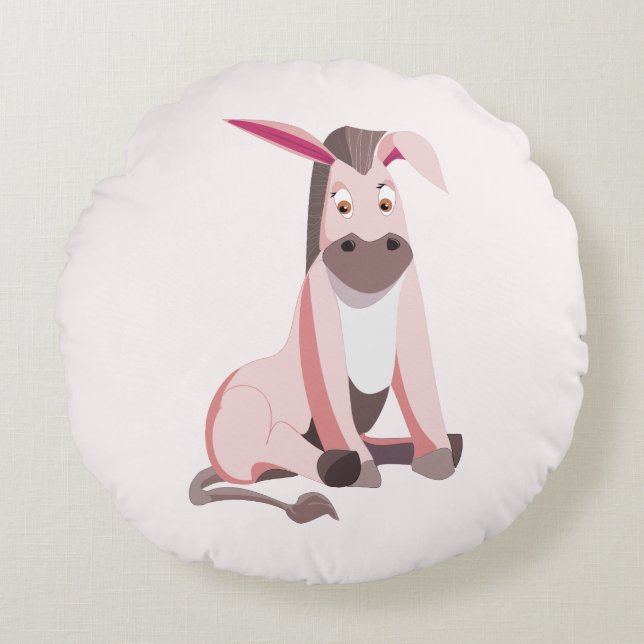Cute Donkey Round Pillow (Front)