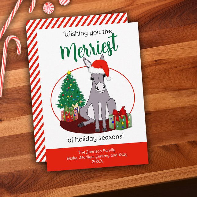 Cute Donkey Santa Hat Christmas Personalized Holiday Card (Cute Donkey Santa Hat Christmas Personalized Holiday Card)