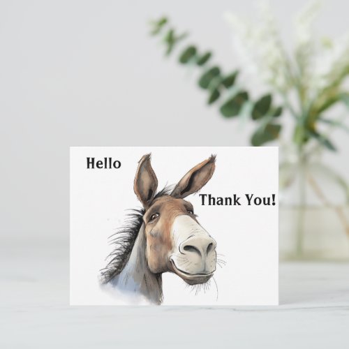 Cute Donkey Thank You Card