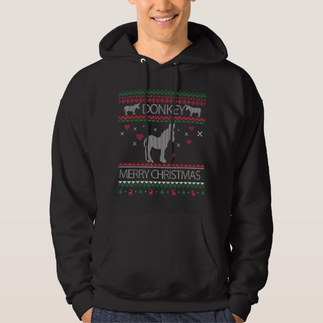 Cute Donkey Ugly Sweater Christmas Holiday Winter (Front)