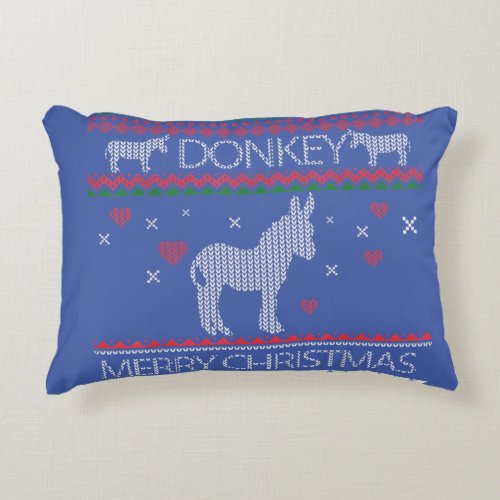 Cute Donkey Ugly Sweater Christmas Holiday Winter Accent Pillow
