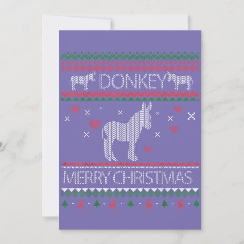 Cute Donkey Ugly Sweater Christmas Holiday Winter Invitation