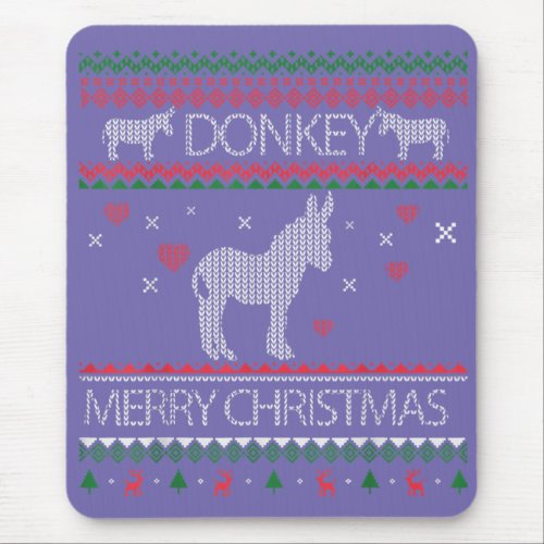 Cute Donkey Ugly Sweater Christmas Holiday Winter Mouse Pad