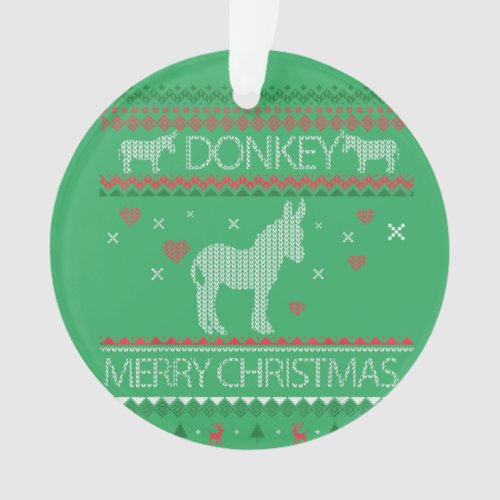 Cute Donkey Ugly Sweater Christmas Holiday Winter Ornament