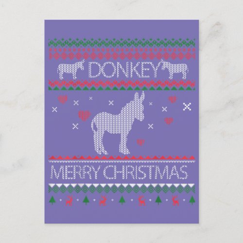 Cute Donkey Ugly Sweater Christmas Holiday Winter Postcard