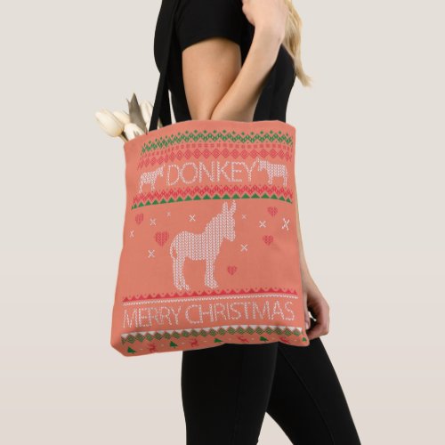 Cute Donkey Ugly Sweater Christmas Holiday Winter Tote Bag