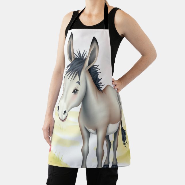 Cute Donkey Watercolor Spring  Apron (Insitu)