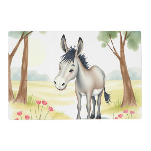 Cute Donkey Watercolor Spring Placemat