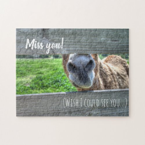 Cute Donkey Wish I Could See You Shelter In Place Jigsaw Puzzle