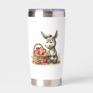 Cute Donkey With Apples Insulated Tumbler