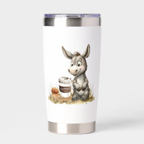 Cute Donkey With Coffee Insulated Tumbler