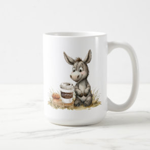 Cute Donkey With Coffee Mug