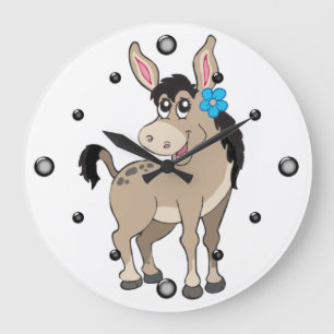 Cute Donkey with Flower Wall Clock