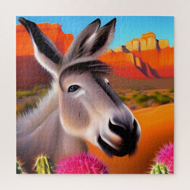  Cute Donkey with flowering cactus Jigsaw Puzzle (Vertical)