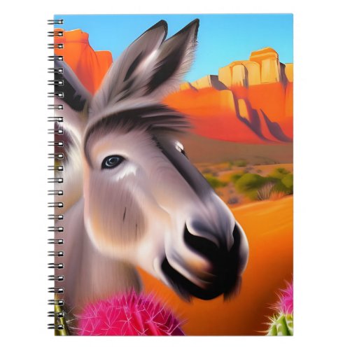  Cute Donkey with flowering cactus Notebook