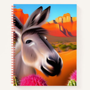  Cute Donkey with flowering cactus Notebook
