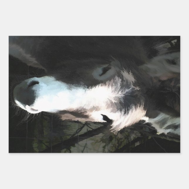 CUTE DONKEY WRAPPING PAPER SHEETS (Front)