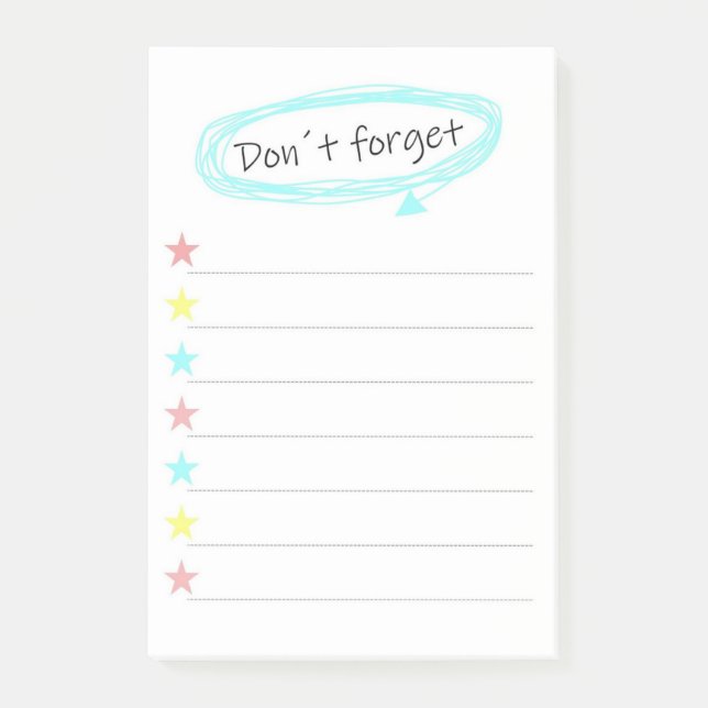 Cute Don't Forget To Do List Post-it Notes (Front)