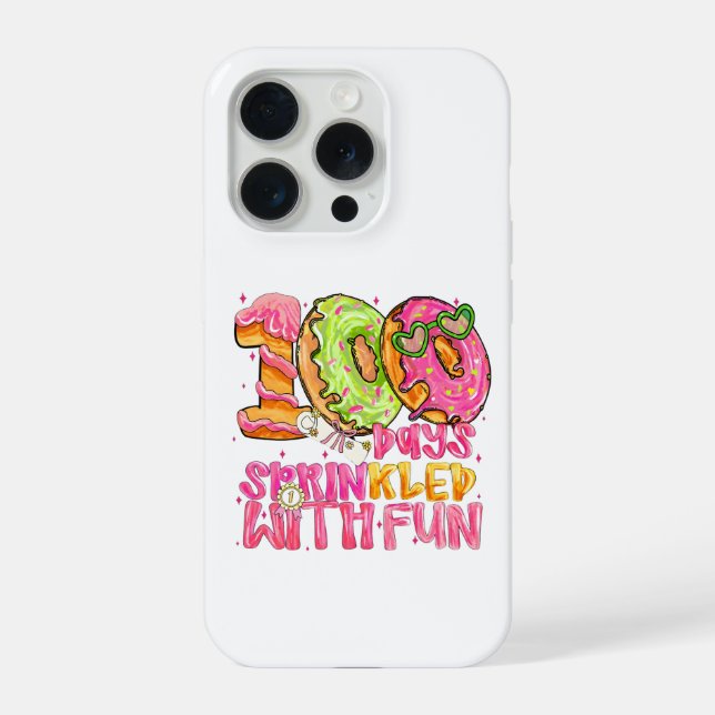 Cute Donut 100 Days Sprinkled With Fun School iPhone Case (Back)