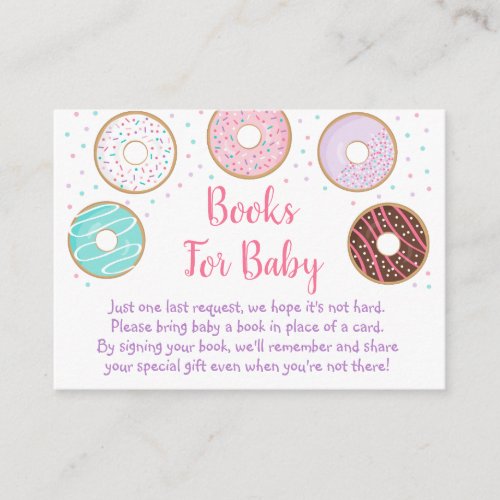 Cute Donut Baby Shower Book Request Cards