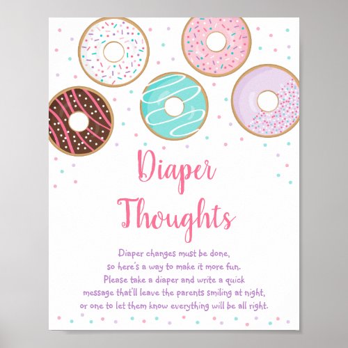 Cute Donut Baby Shower Diaper Thoughts Poster