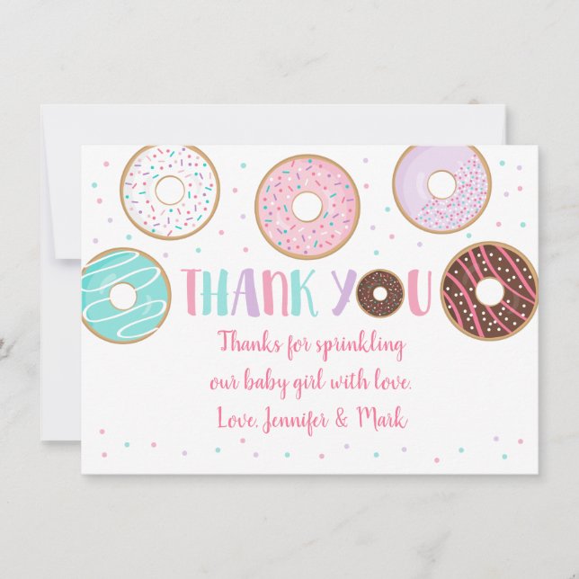 Cute Donut Baby Sprinkle Thank You Card (Front)