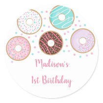 Cute Donut Birthday Classic Round Sticker