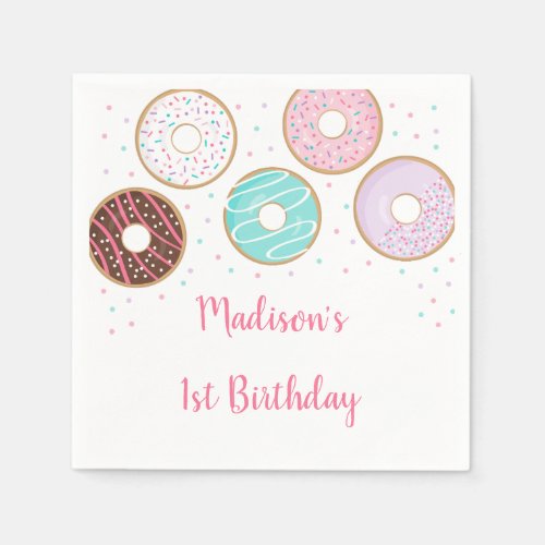 Cute Donut Birthday Napkins