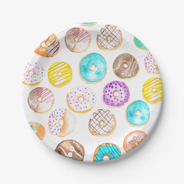 Cute donut birthday paper plate (Front)