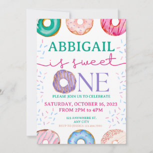 Cute Donut Birthday Party 1st birthday Invitation