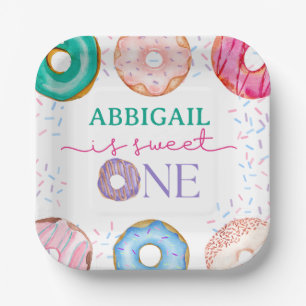 Cute Donut Birthday Party 1st birthday Paper Plates