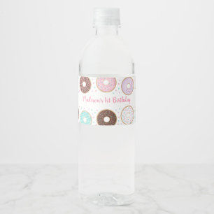 Cute Donut Birthday Water Bottle Label