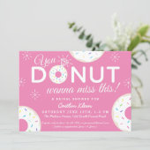 Cute Donut Bridal Shower Invitations | Pink (Standing Front)