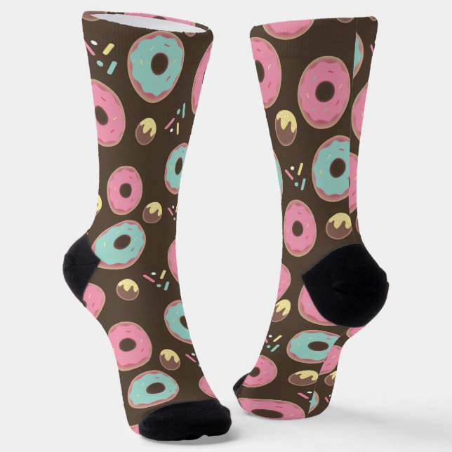 Cute Donut Cakepops Sprinkles Pattern Socks (Angled)