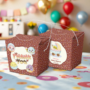 Cute Donut Cartoon Fun Baby Shower & Baby Sprinkle Favor Boxes