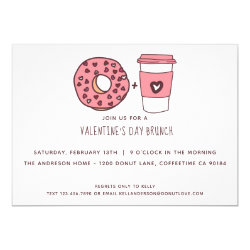 Cute Donut & Coffee Valentine's Day Brunch Invitation