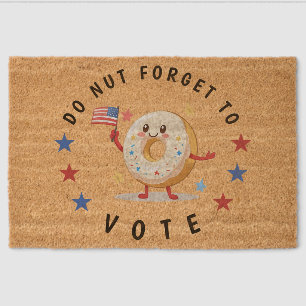 Cute Donut Do not Forget to Vote - USA Elections Fiber Doormat