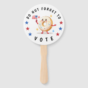 Cute Donut Do not Forget to Vote - USA Elections Hand Fan