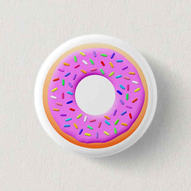 Cute Donut Drawing With Sprinkles Button (Front)