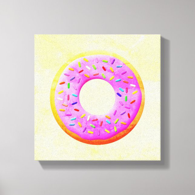 Cute Donut Drawing With Sprinkles Canvas Print (Front)