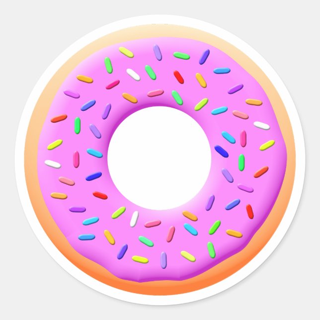 Cute Donut Drawing With Sprinkles Classic Round Sticker (Front)