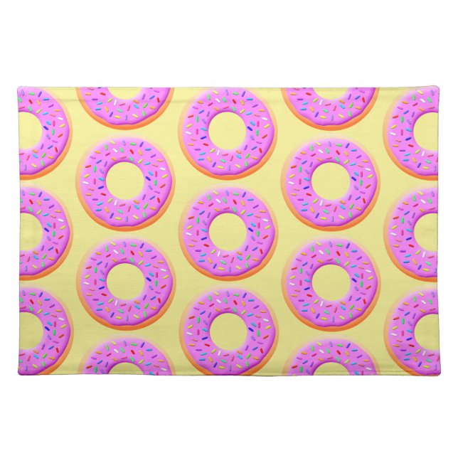 Cute Donut Drawing With Sprinkles Cloth Placemat (Front)