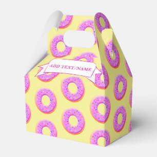 Cute Donut Drawing With Sprinkles Custom Name Favor Boxes