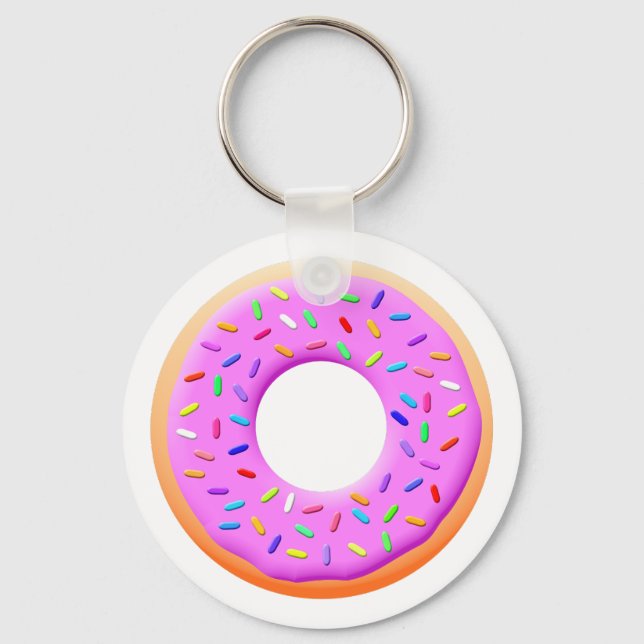 Cute Donut Drawing With Sprinkles Keychain (Front)