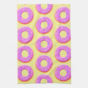 Cute Donut Drawing With Sprinkles Kitchen Towel
