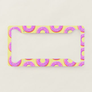 Cute Donut Drawing With Sprinkles License Plate Frame