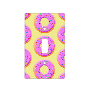 Cute Donut Drawing With Sprinkles Light Switch Cover